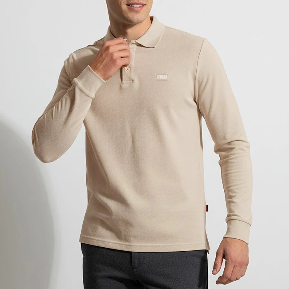 Depart Polo A Manches Hommes Beige