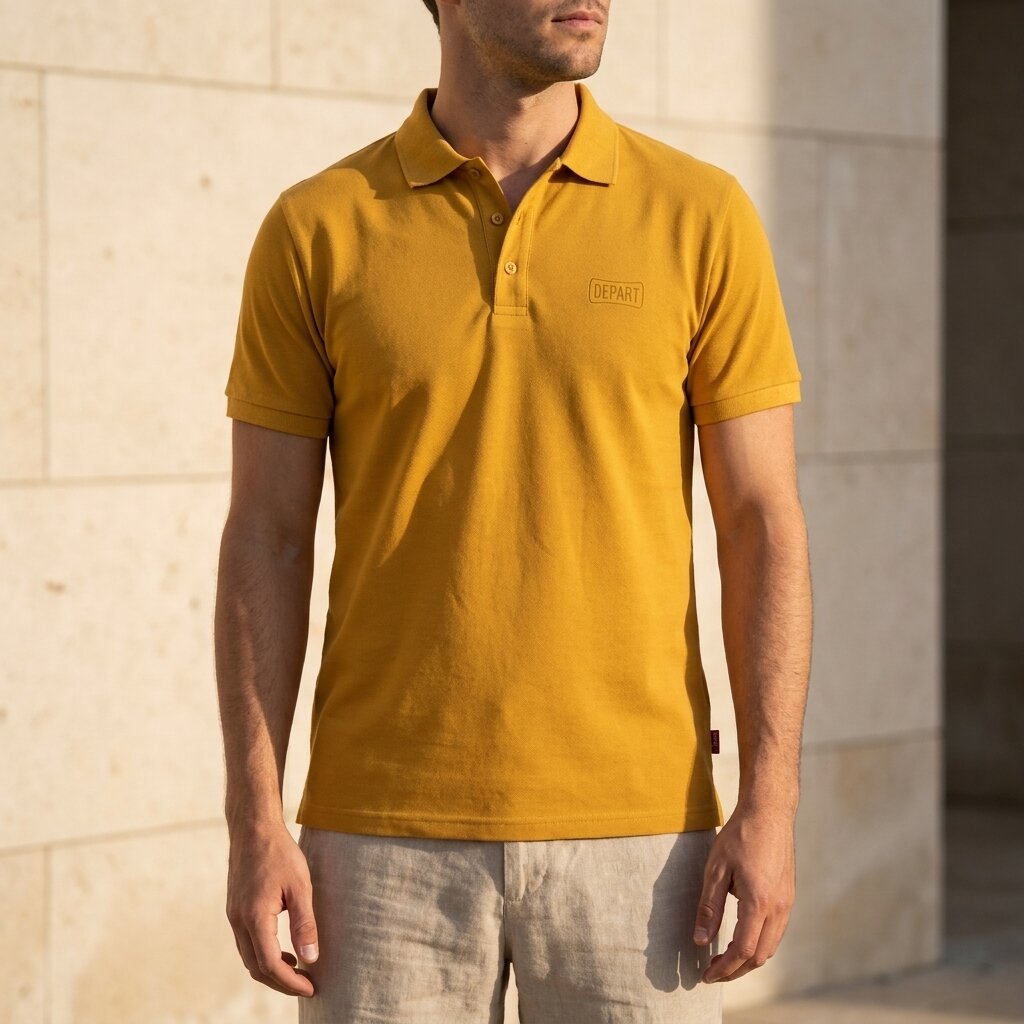 DEPART POLO HOMME COTON MOUTARDE