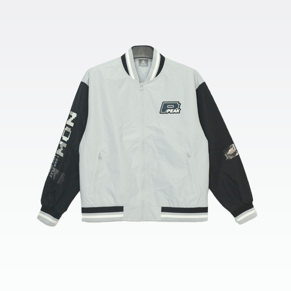 Peak Woven Baseball Jacket Sliver Gray